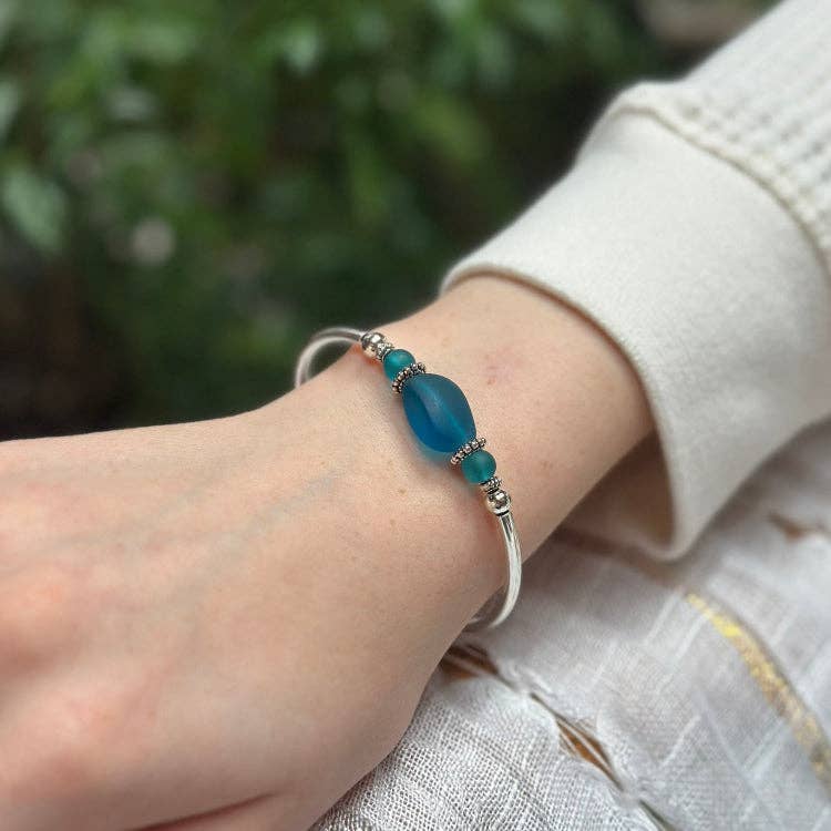 Peacock Sea Glass Bracelet