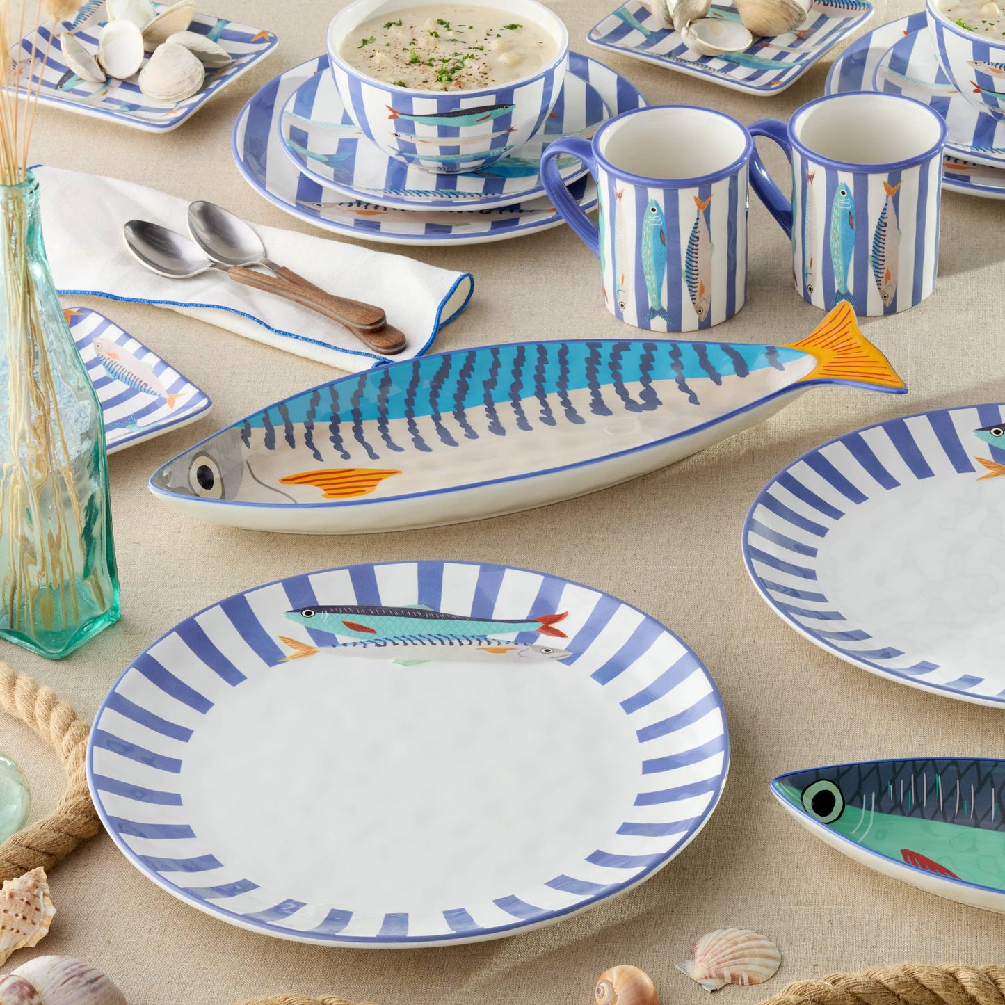 Certified International - Something Fishy - 2pc Fish Platter Set