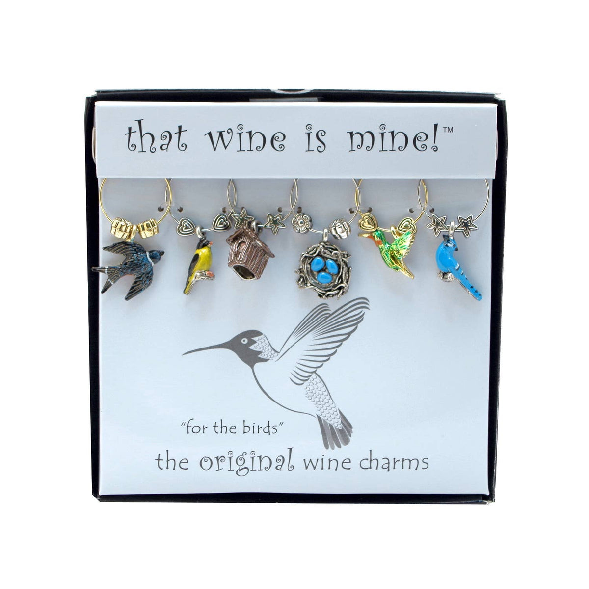 Supreme Housewares - 6-Piece For The Birds Painted Wine Charms