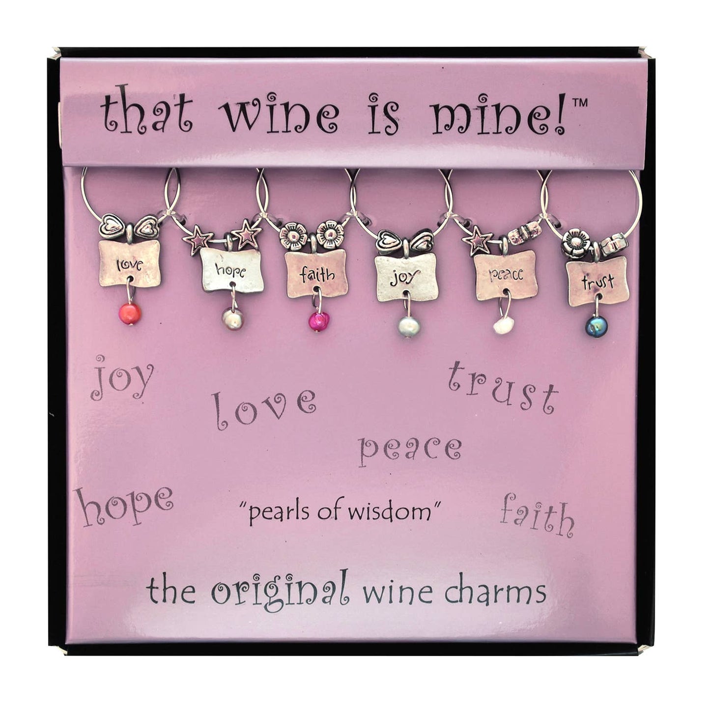 Supreme Housewares - 6-Piece Pearls of Wisdom Wine Charms