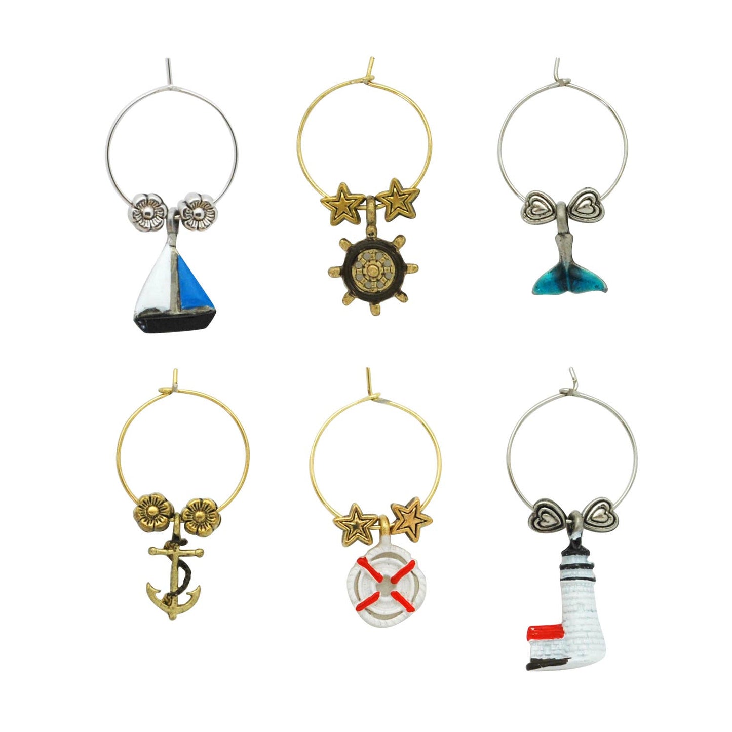 Supreme Housewares - 6-Piece Ahoy Painted Wine Charms