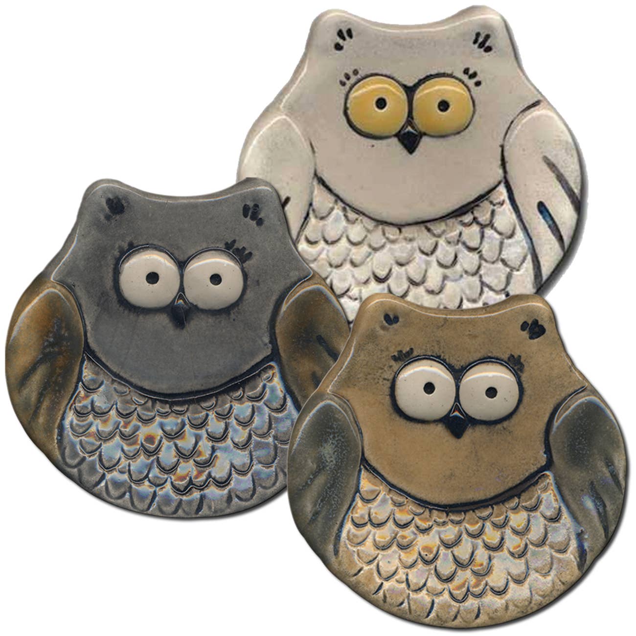 August Ceramics - Ceramic Owl Dish: Mini 3" Grey