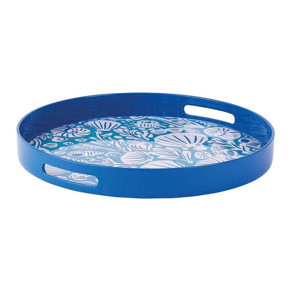 Sea Life Round Lacquer Serving Tray