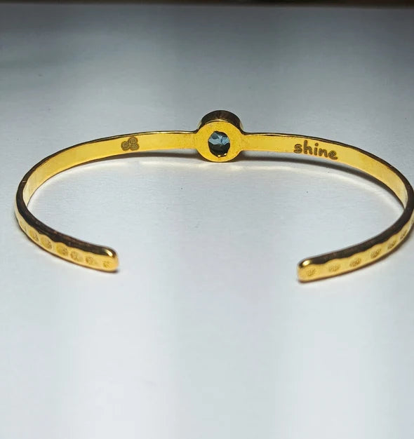 Freedom Stone Blue Topaz Shine Cuff - Gold Plated over Brass