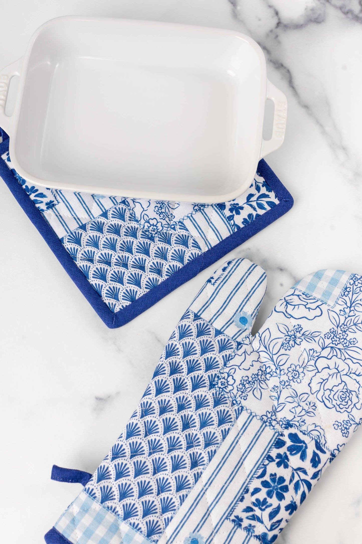 Elyse Breanne Design - Coastal Patchwork Oven Mitt + Pot Holder Set