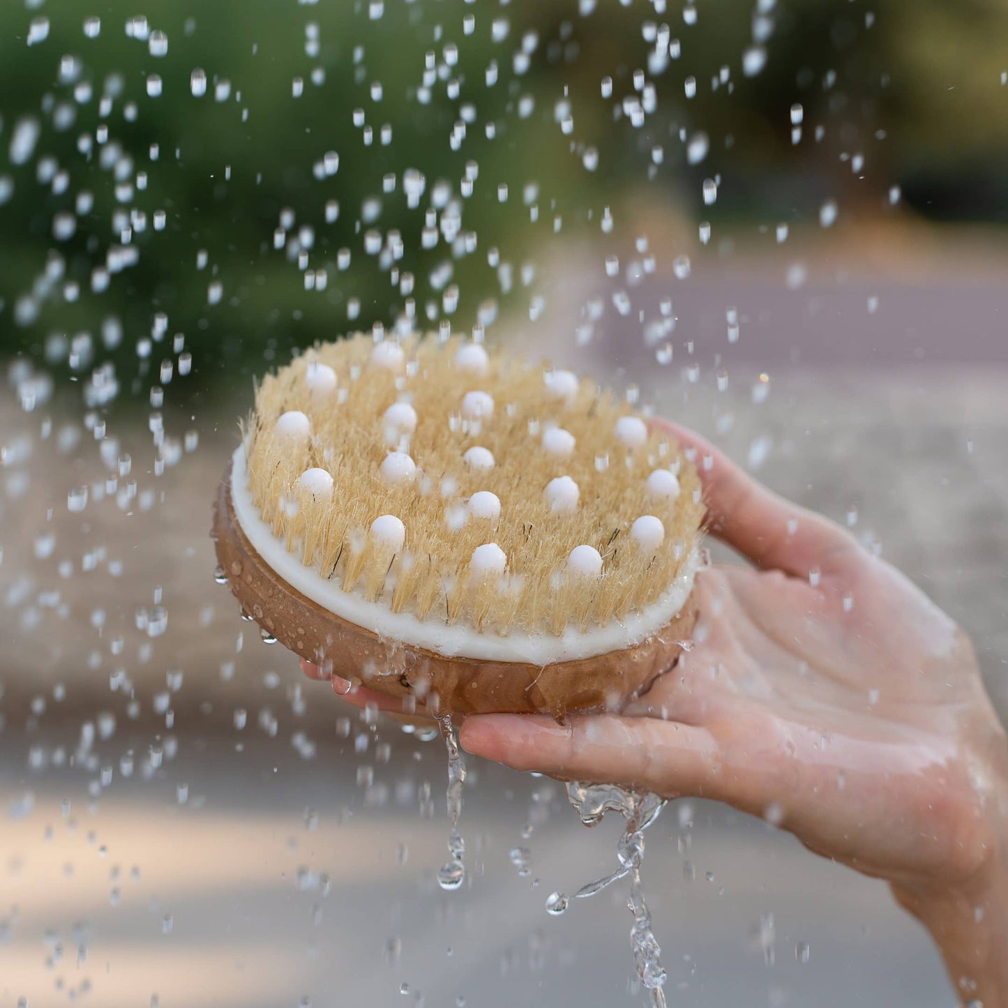 Bath brush with massage nubs and knob home spa decoration