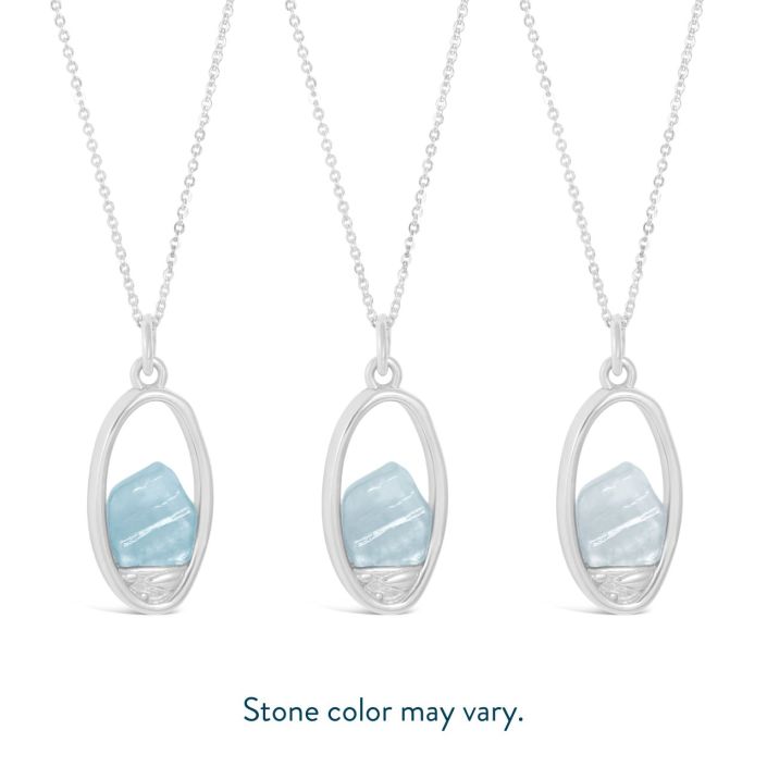Glacier Gem Oval Forest View Necklace - Aquamarine