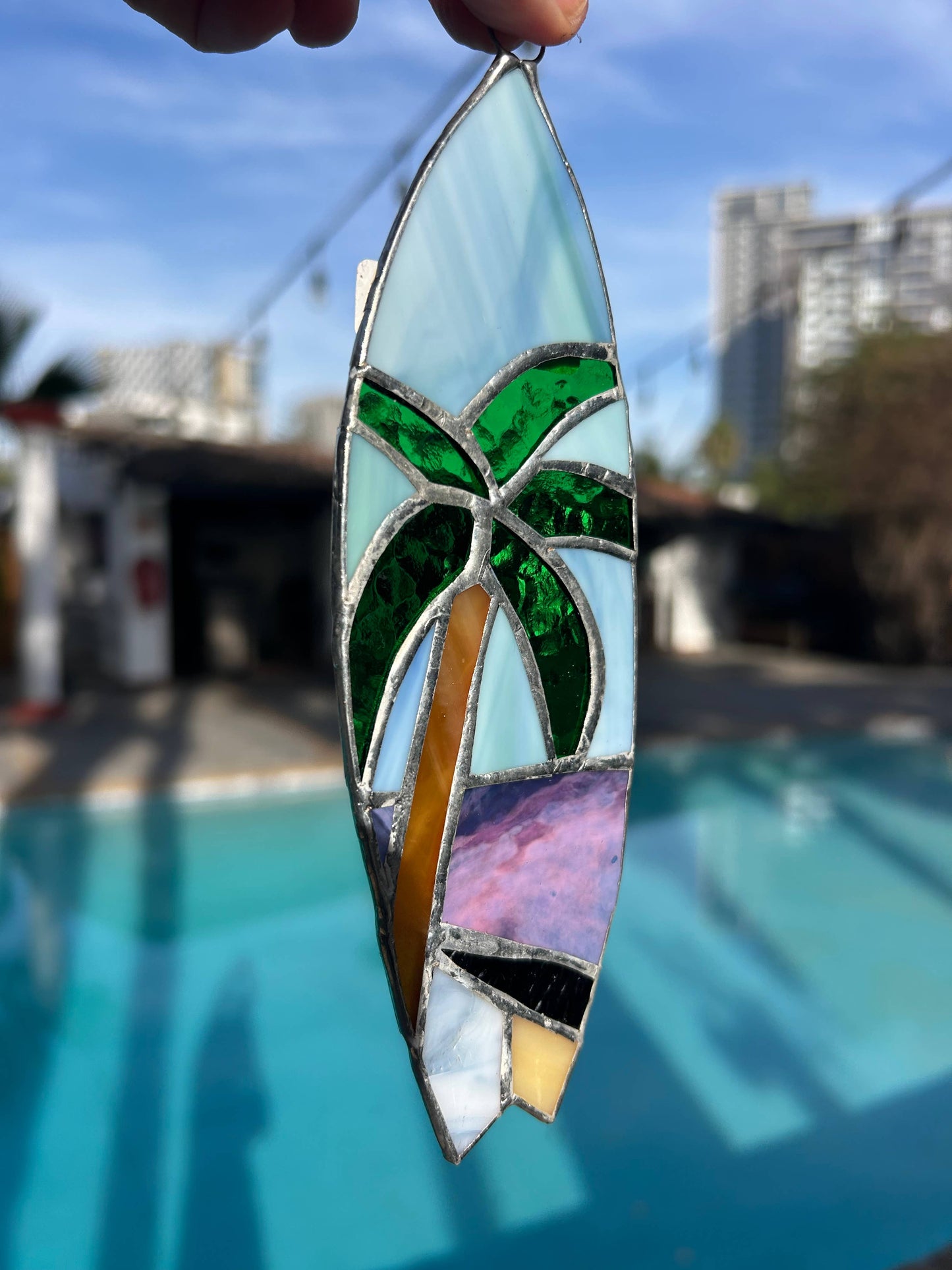 Stained Glass Mini Surfboard Sun Catcher