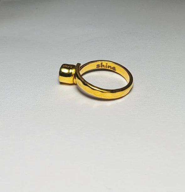 Freedom Stone Blue Topaz Shine Ring - Gold Plated over Brass