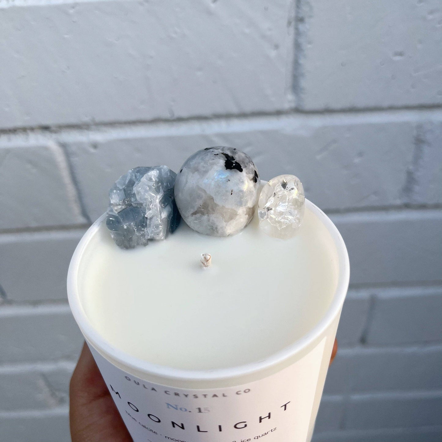OULA CRYSTAL CO - Moonlight Crystal Candle · Crystal Infused · 8oz · Wholesale: Sweet Vanilla Sugar