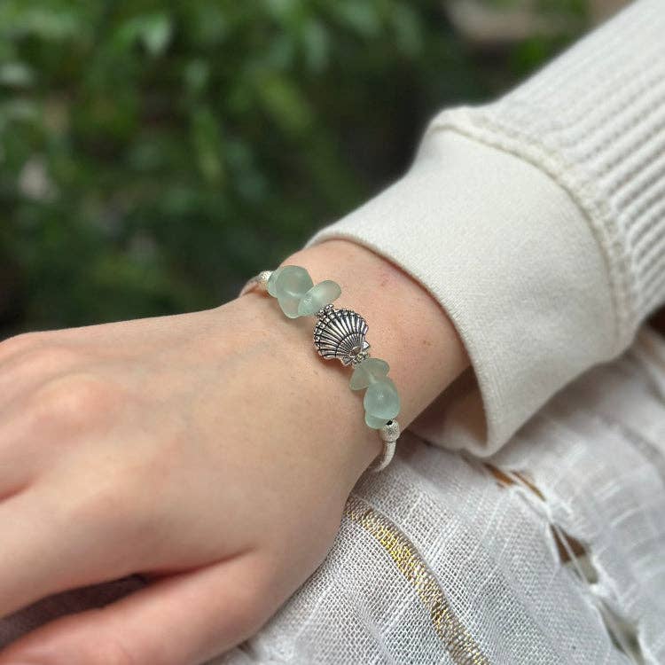 Coke Nugget & Shell Charm Sea Glass Bracelet
