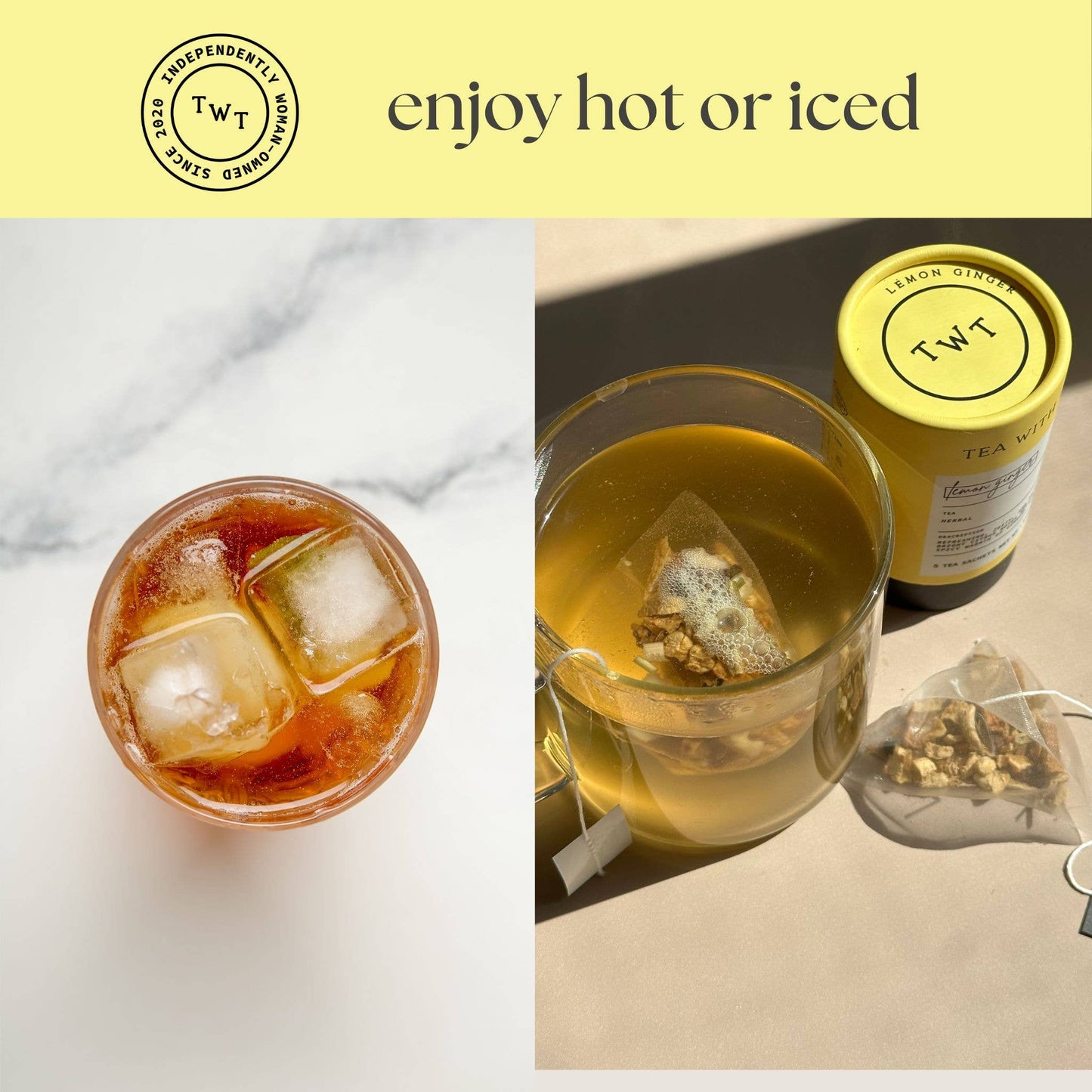 Tea with Tae - Lemon Ginger Herbal Mini Tube Gift (5 tea bags)