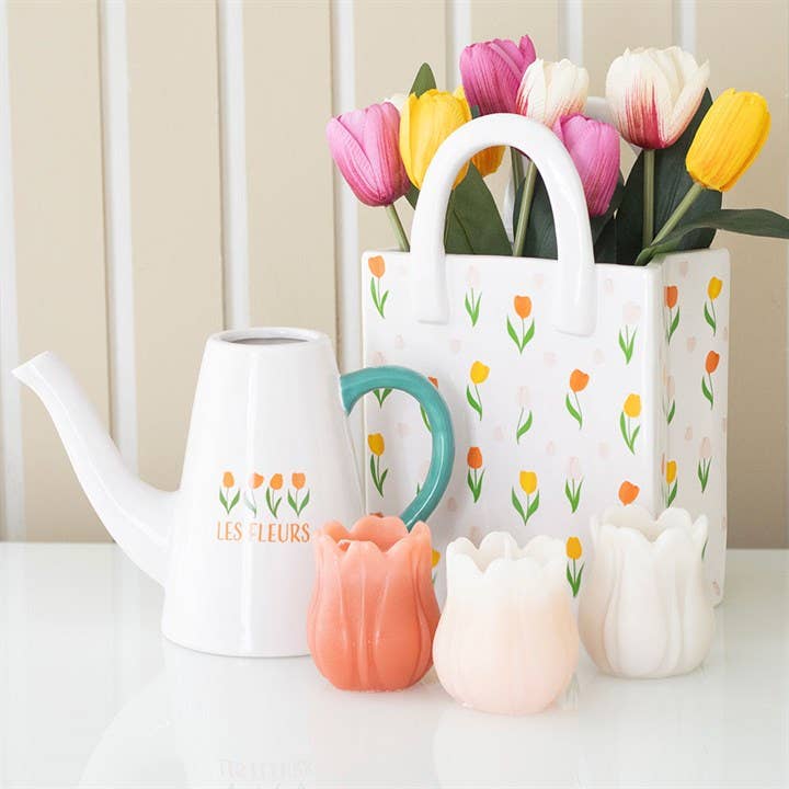 Set of 3 Spring Tulip Shaped Candles