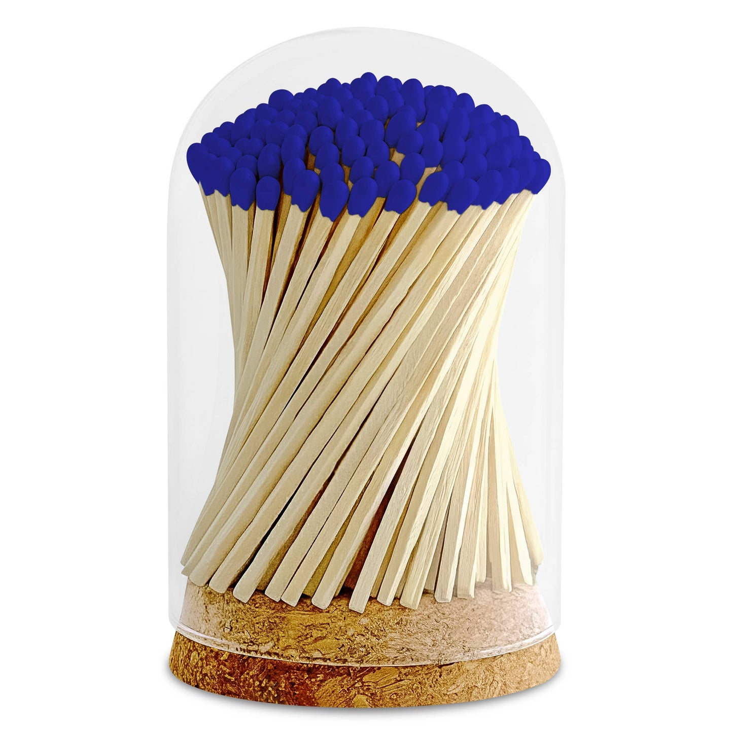 Thankful Greetings - 4" Matches in Premium Glass Cloche - Light Blue