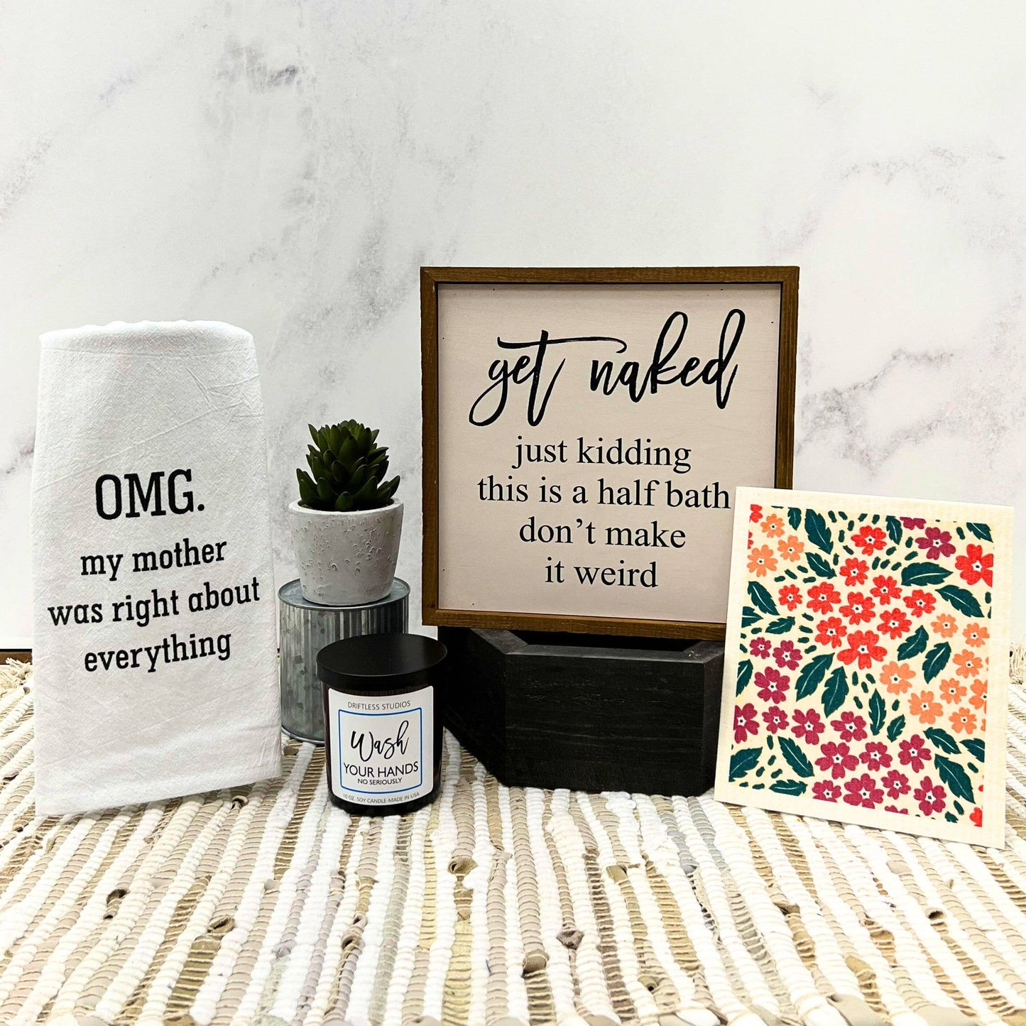 Driftless Studios - Get Naked Half Bathroom Wooden Sign