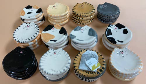 August Ceramics - 3" Assorted Ceramic Cat Dishes by the Dozen
