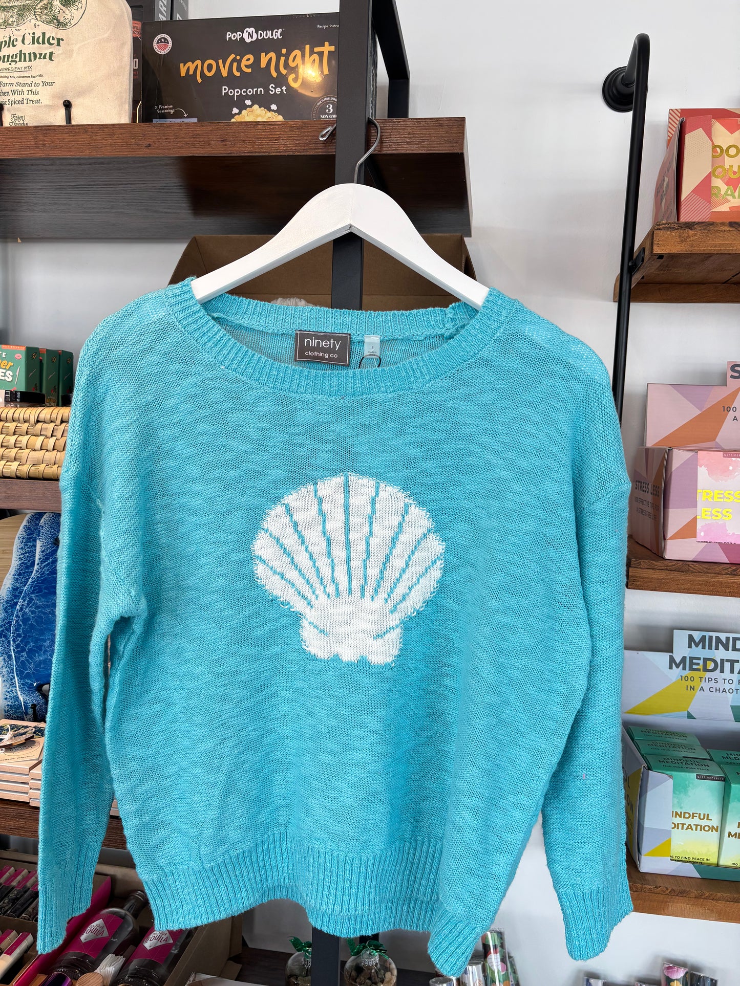K&C Clothing - Turquoise Shell Sweater
