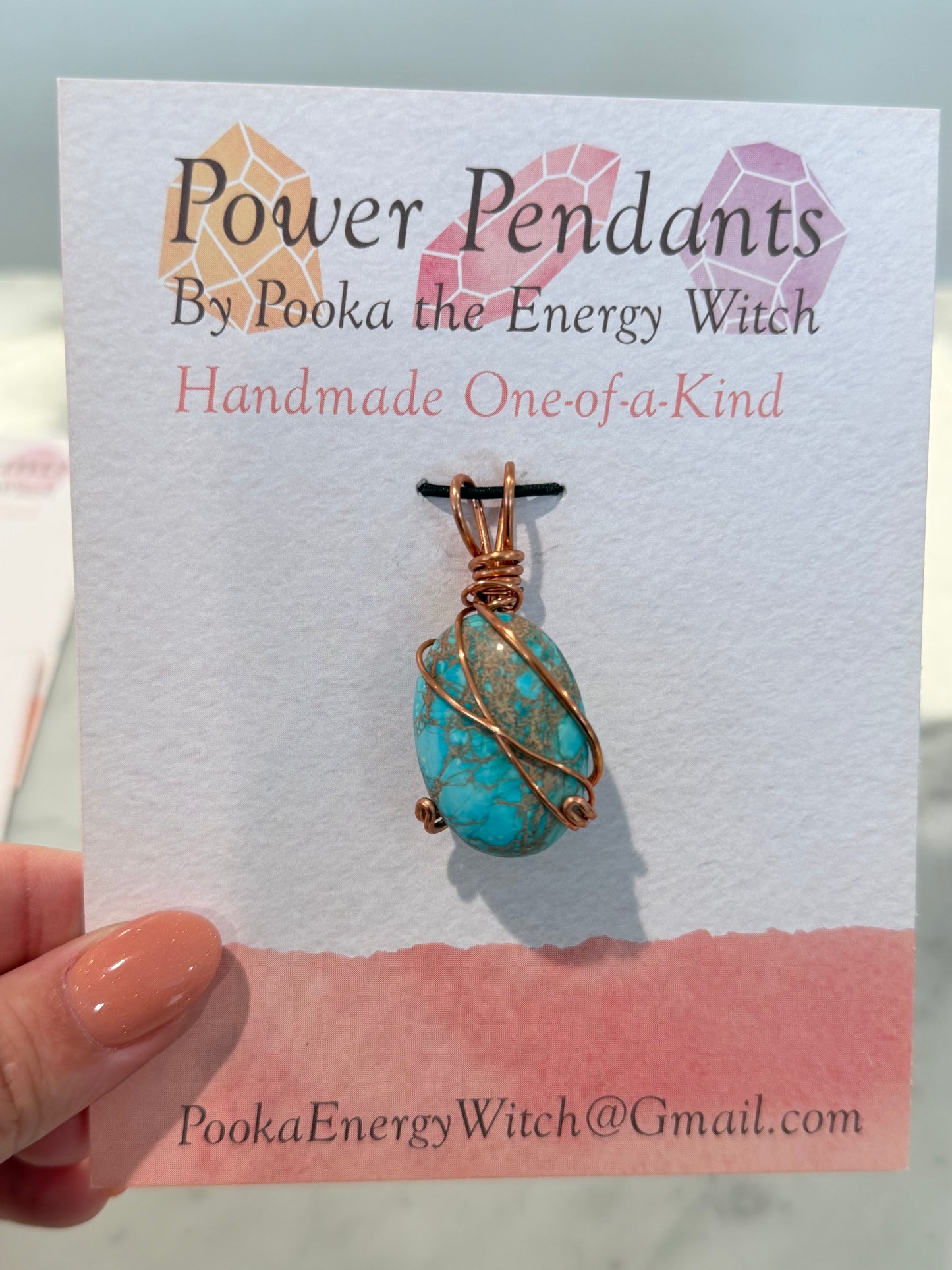 Pooka the Energy Witch - Copper Wire Wrap Pendant - Variscite