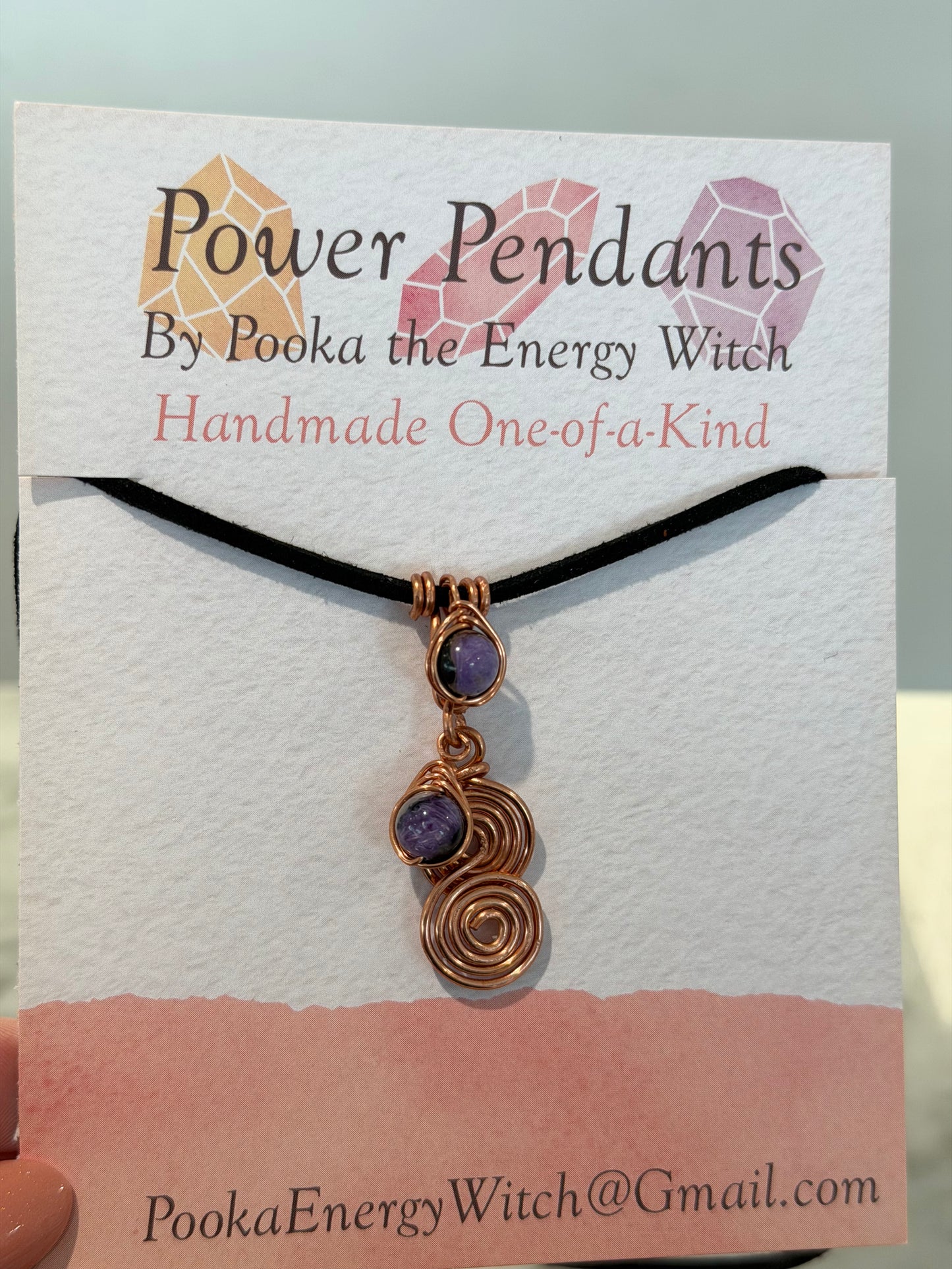 Pooka the Energy Witch - Copper Wire Wrap Pendant - Charoite