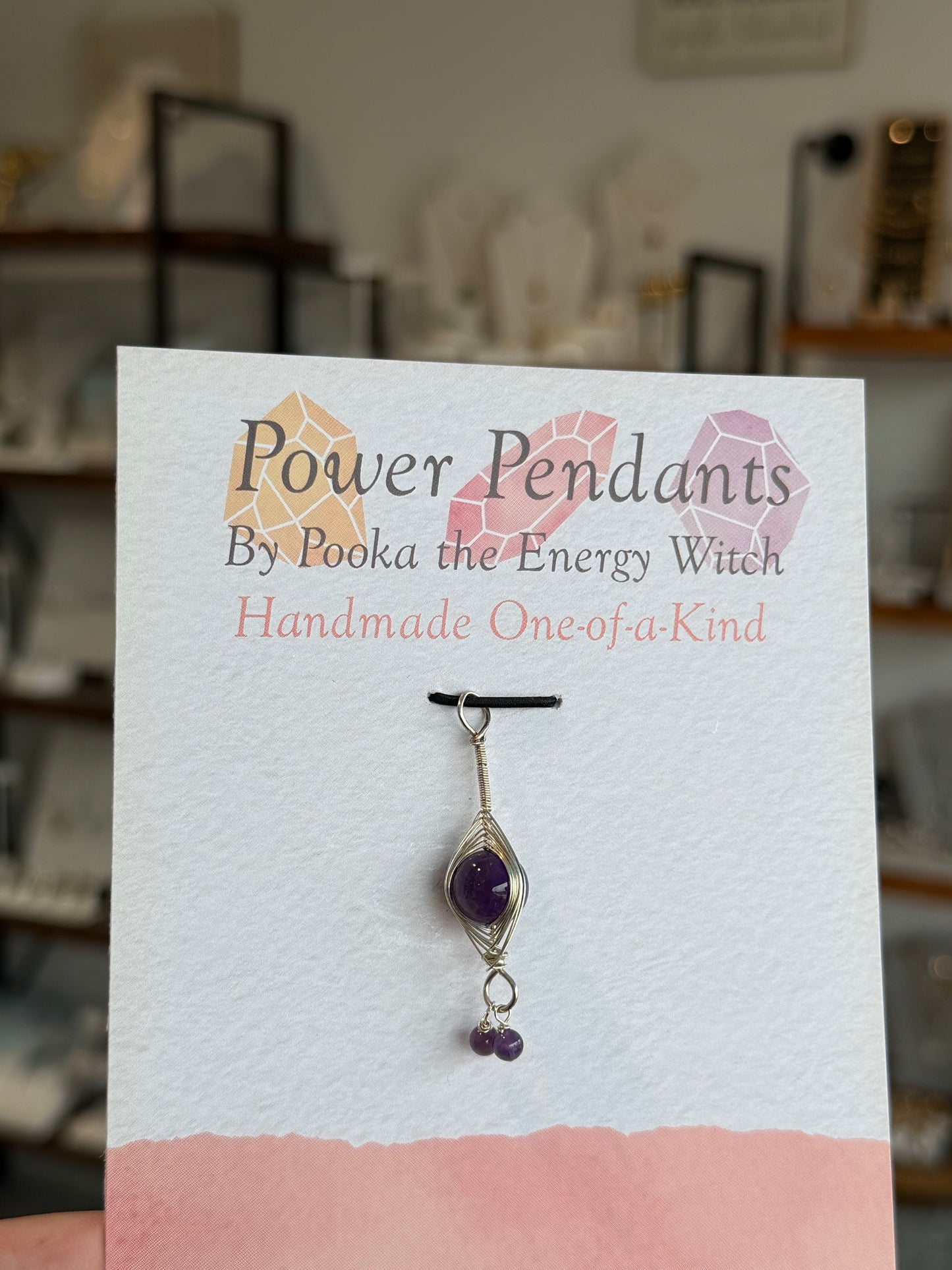 Pooka the Energy Witch - Sterling Silver Wire Wrap Pendant - Amethyst