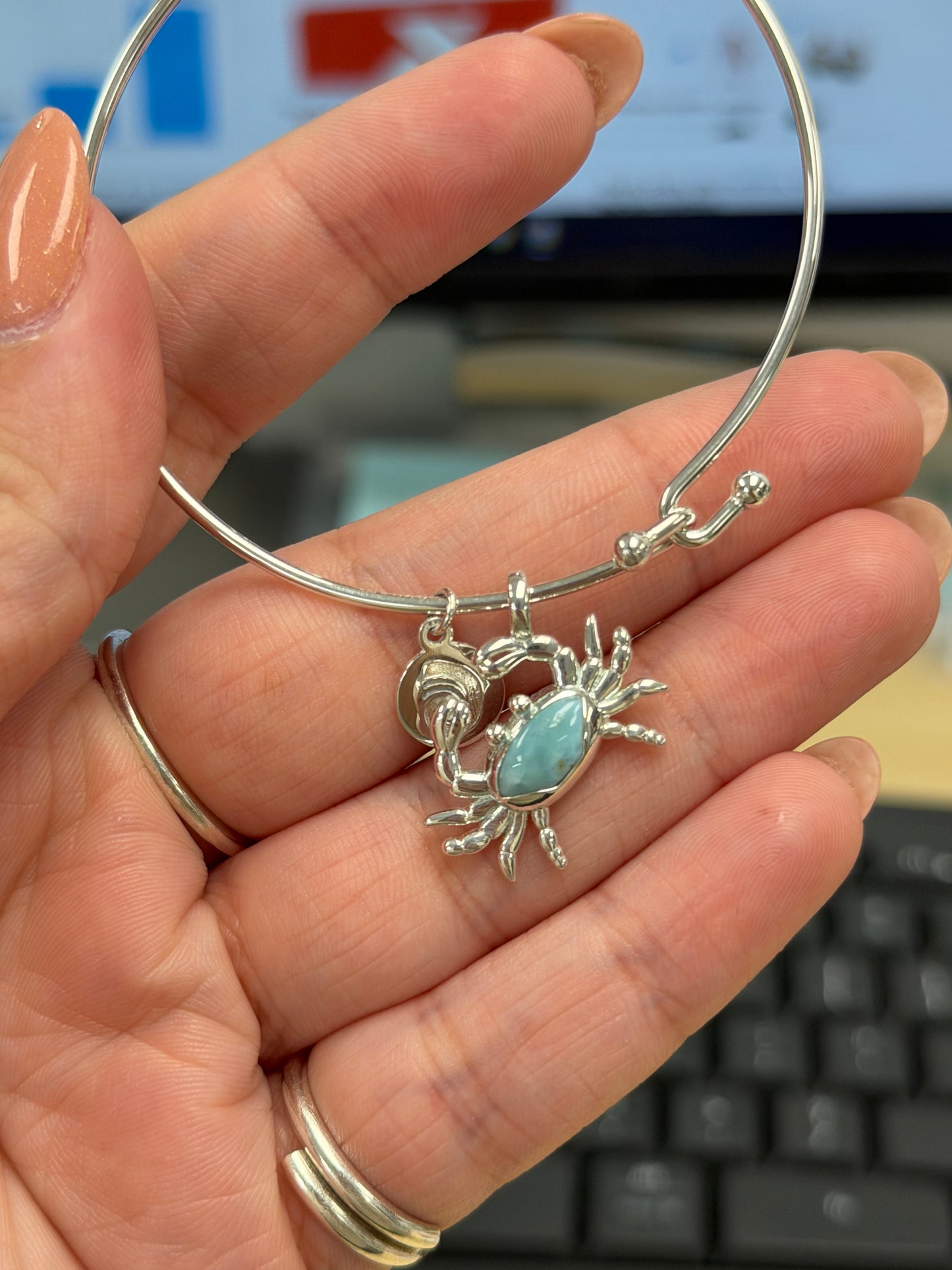 Sample Sale Bracelet - Larimar Crab Bangle