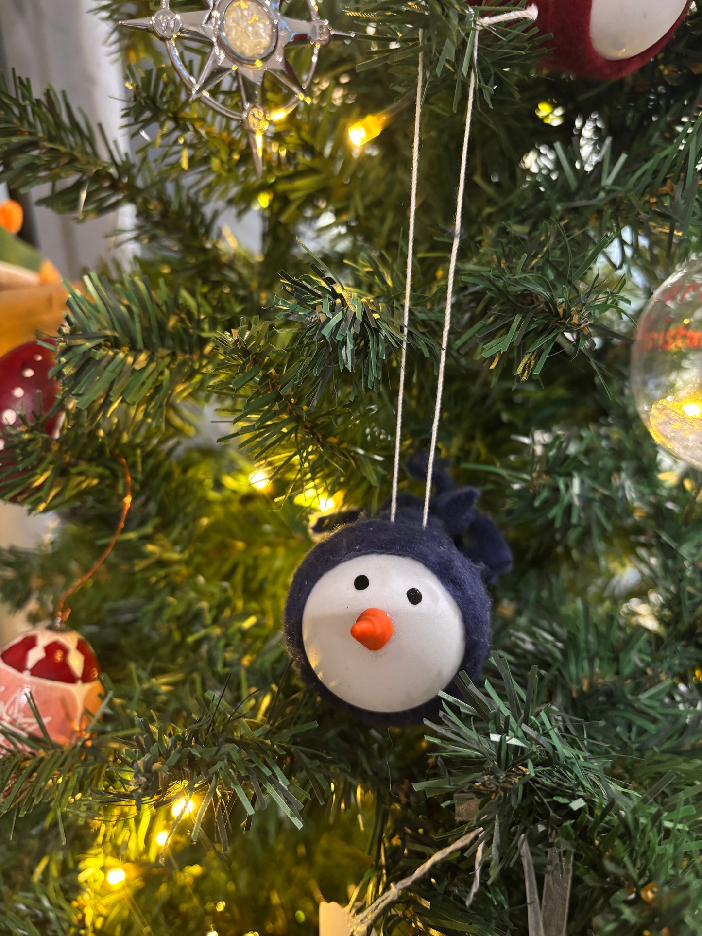 Snowman head with hat Ornament by NJB