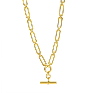 Paper Clip Link Necklace Gold