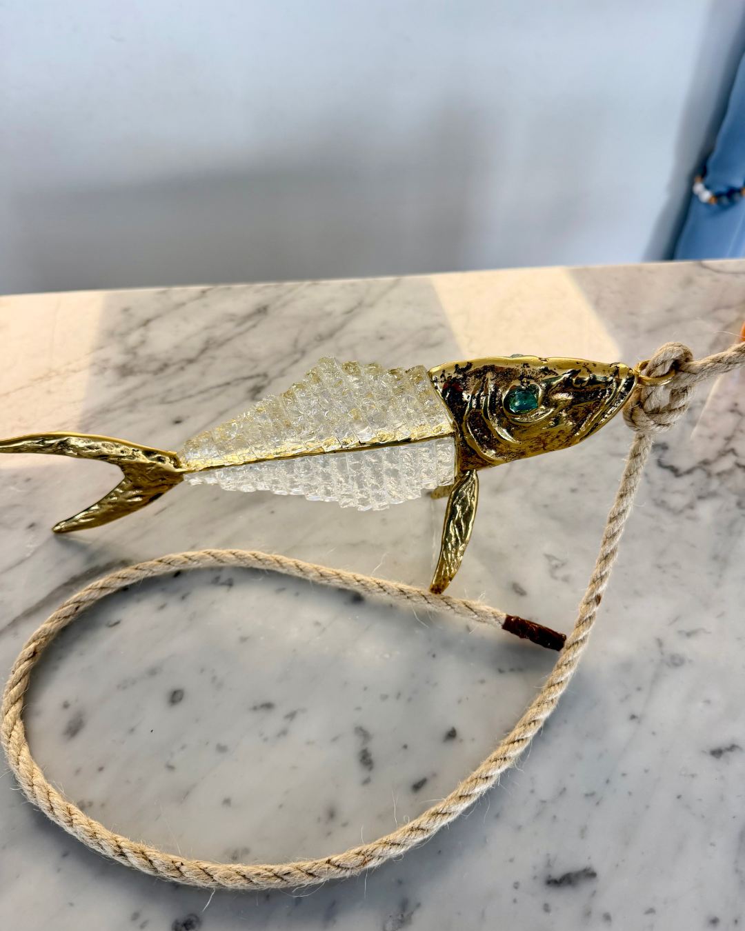 Medium Santorini Glass Fish Sculpture