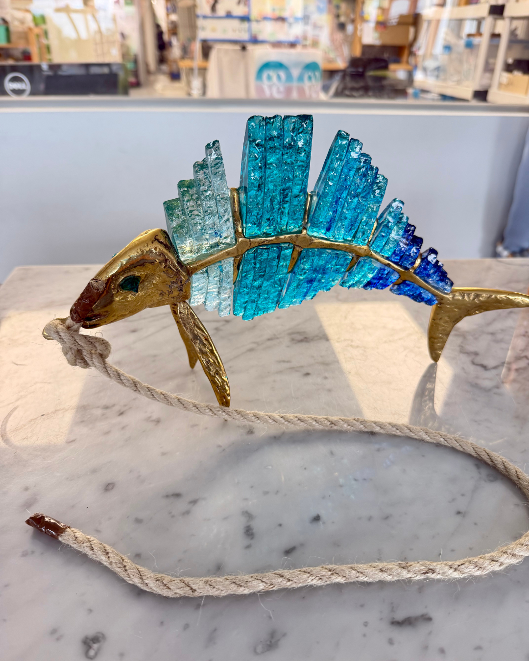 Large Santorini Glass Fish Sculpture