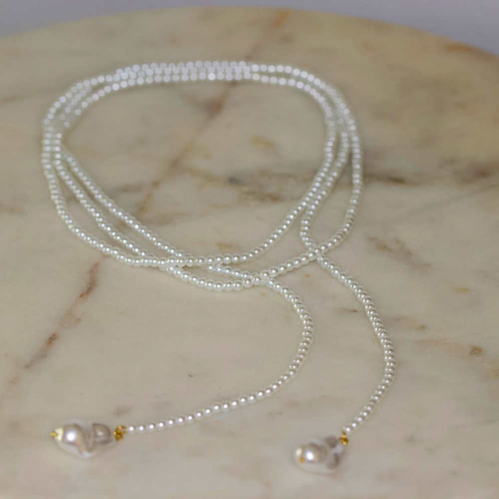 Wrap Pearl Lariat Necklace