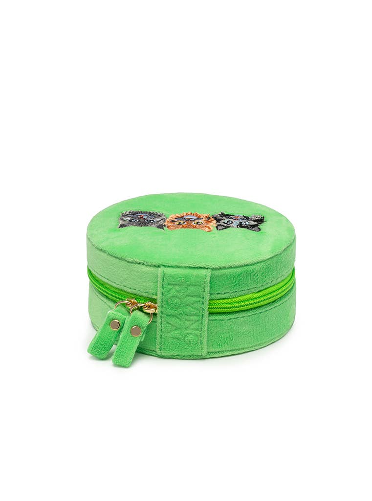 Living Royal - Velvet Jewelry Zip Case / Organizer - Kitten Caboodle -Green