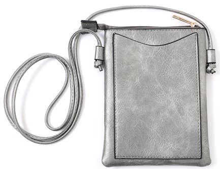 Shine Mark Accessories - Grey - Cat Laser Cut Cross Body Cell Phone Bag