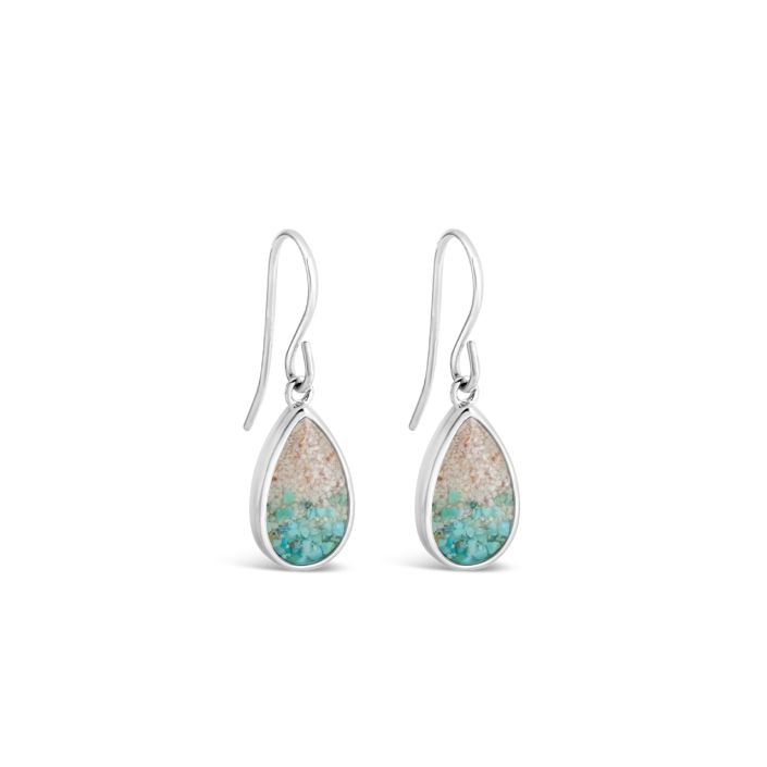Teardrop Earrings Gold-Plated - Turquoise Gradient Beaches of Cape Cod