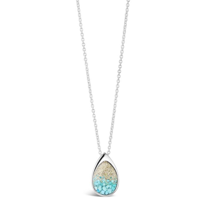 Teardrop Necklace Gold-Plated - Turquoise Gradient and Sand from The Beaches of Cape Cod