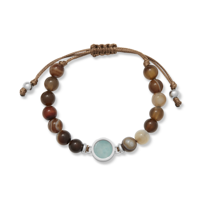 Beaded Bracelet Adjustable - Round - Botswana Agate