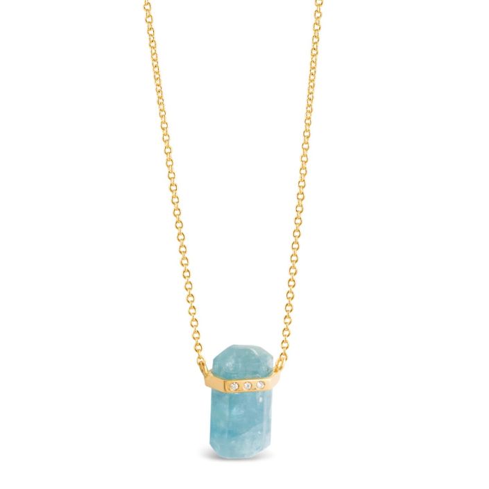 Dune Jewelry - Blue Ice Aquamarine Necklace by Camille Kostek - 14k Gold Vermeil