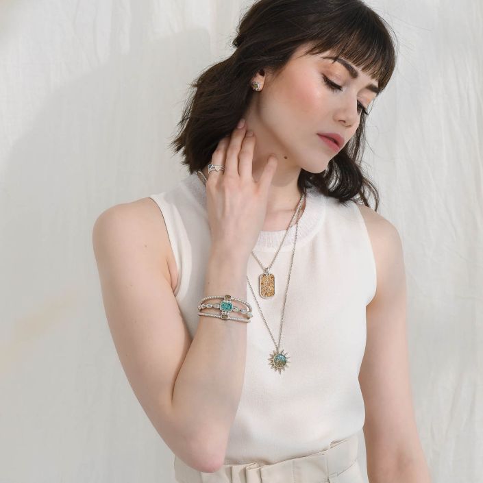 Boho Cuff Bracelet - Turquoise & Beaches of Cape Cod