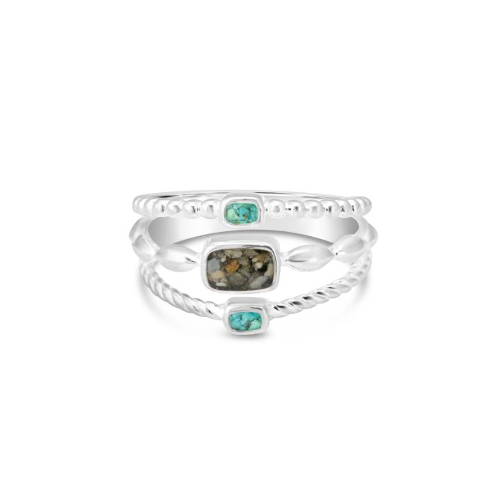Boho Stack Ring - Turquoise & The Beaches of Cape Cod - 9
