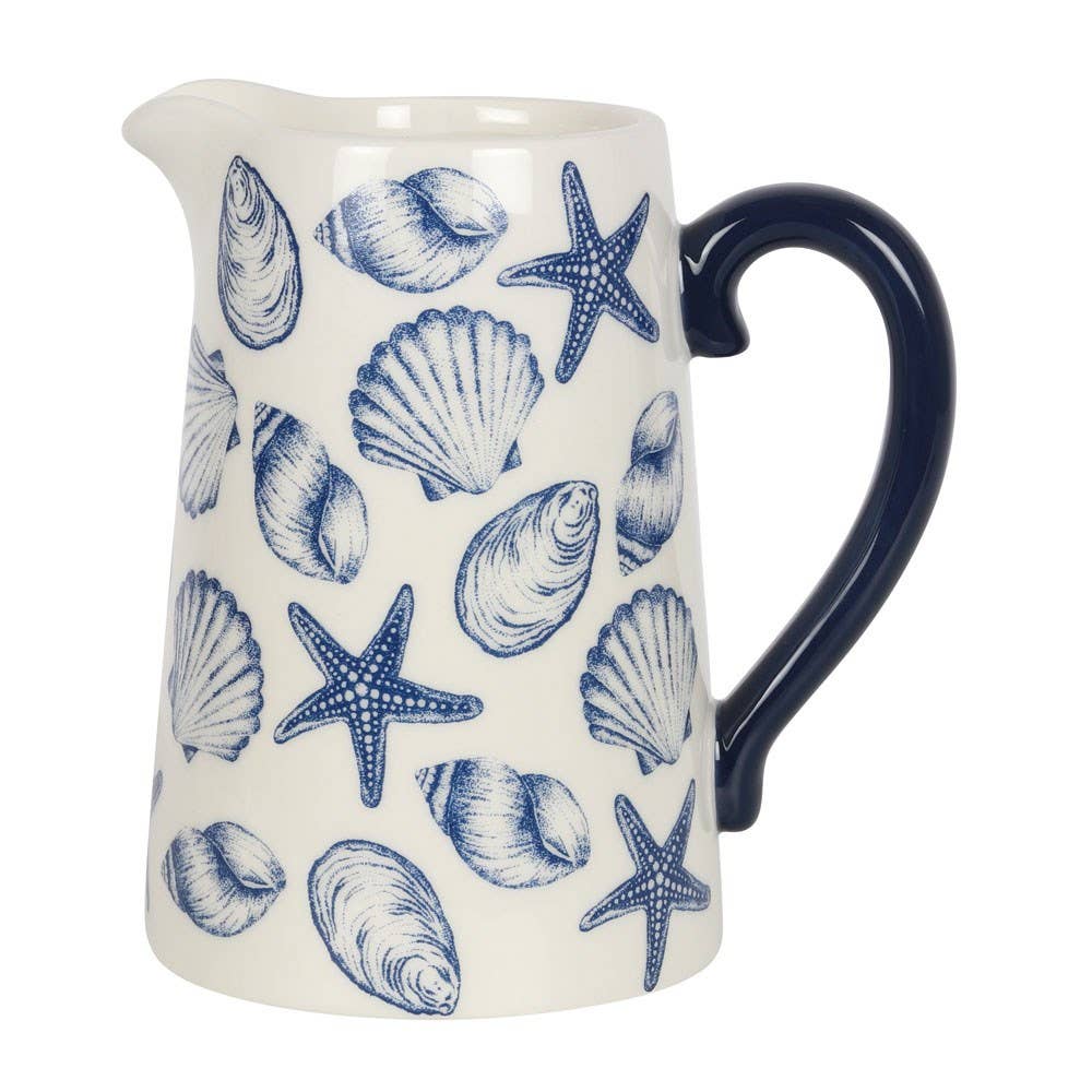 Nautical Seashell Ceramic Pitcher