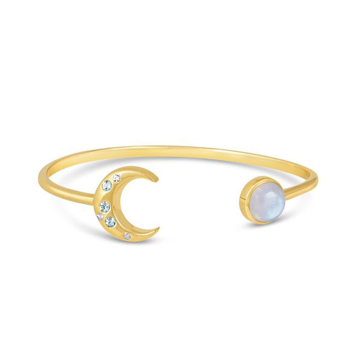 Dune Jewelry - New Moon Cuff Bracelet by Captain Kate - Moonstone - 14k Gold Vermeil