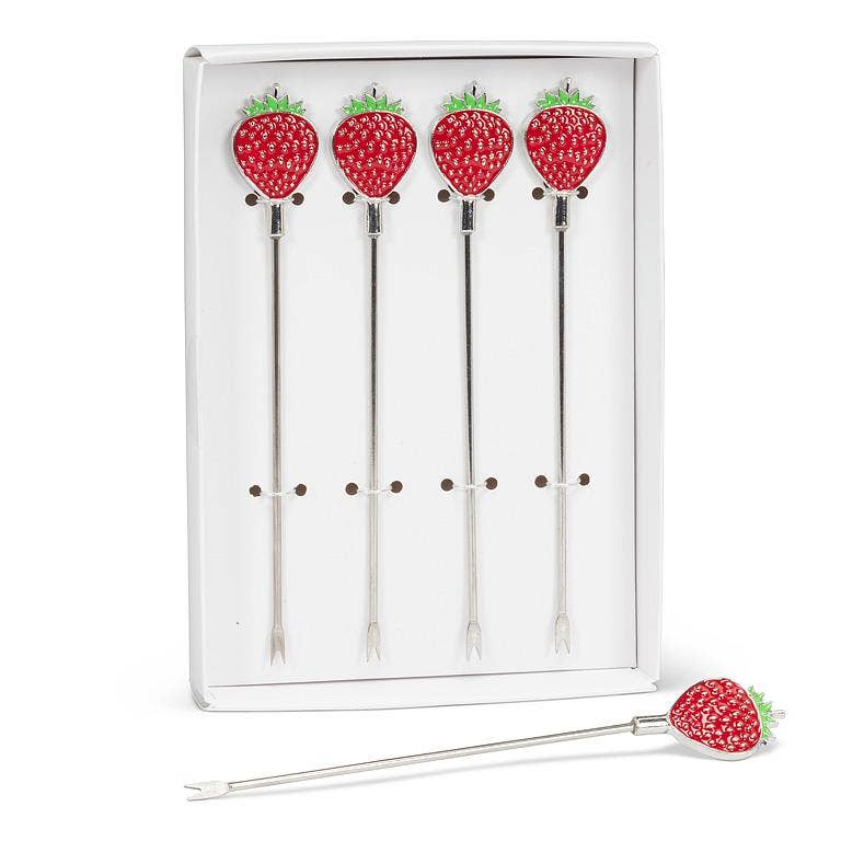 Set of 4 Strawberry Cocktail Picks