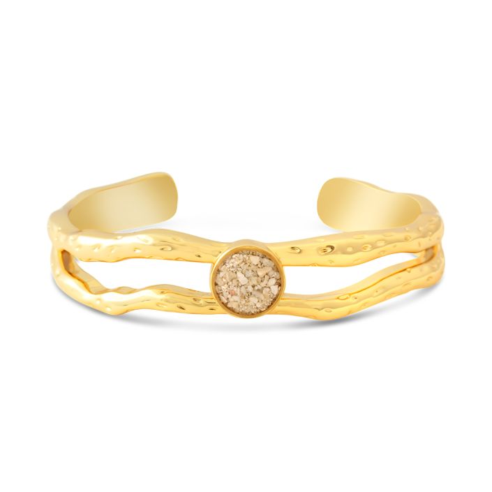 Driftwood Cuff Bracelet - Gold, Mother of Pearl