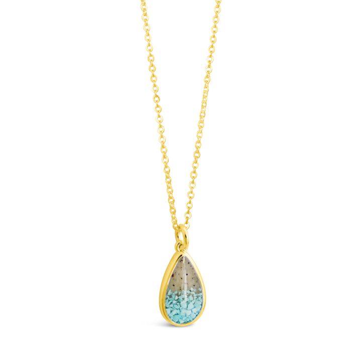 Teardrop Necklace - Turquoise Gradient and Sand from The Beaches of Cape Cod