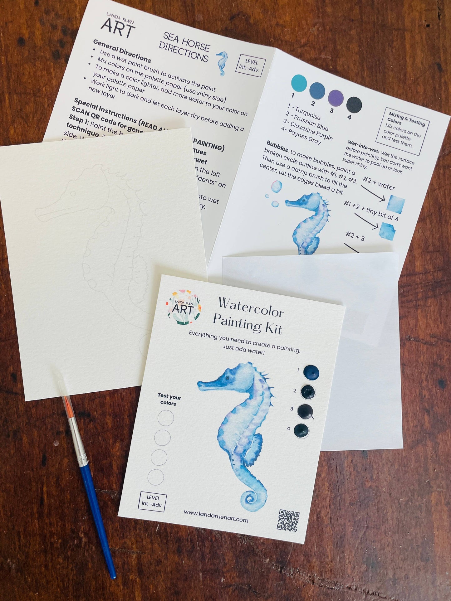 Landa Ruen Art - Seahorse Watercolor Kit