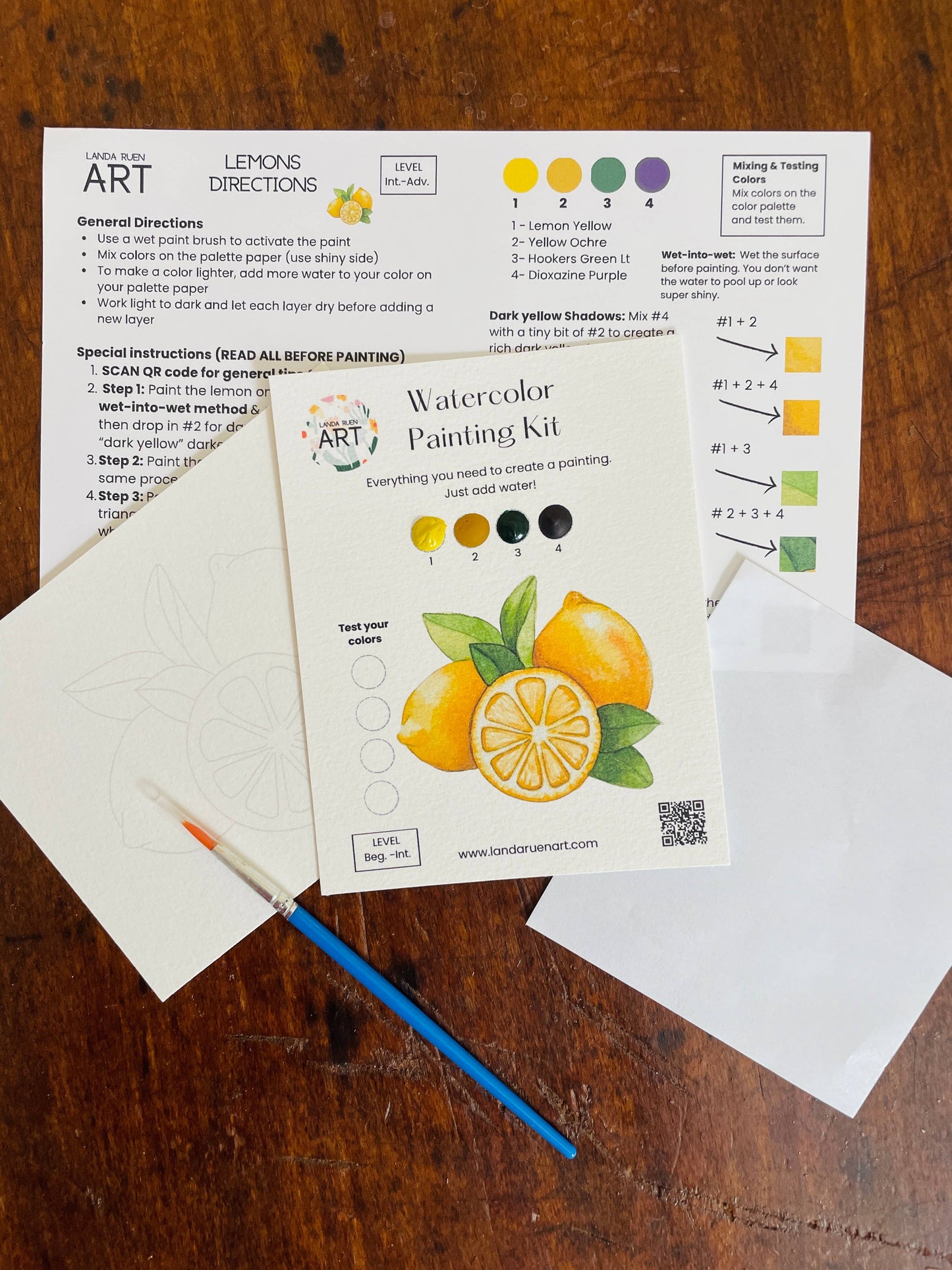 Landa Ruen Art - Lemons Watercolor Kit