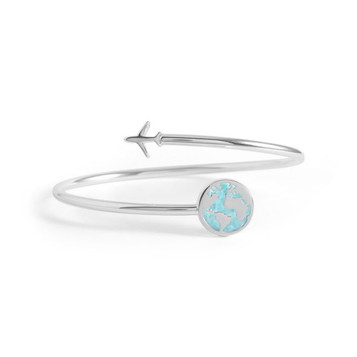 Globe World Traveler Bypass Bracelet Larimar by Christine Kesteloo