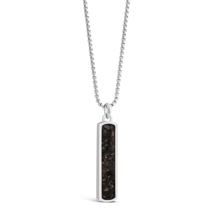 Men's Fenway Bar Necklace - Silver Steel Engraved