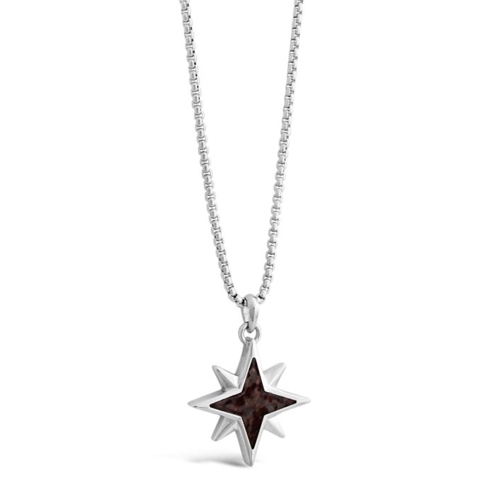 Men's North Star Necklace - Silver Steel Made with Beaches of Cape Cod