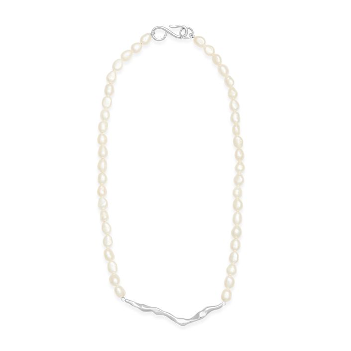Mi Tesoro - Pearl Sculpture Necklace Silver