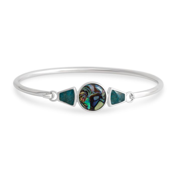 Modern Metal Bracelet - Abalone and Apatite